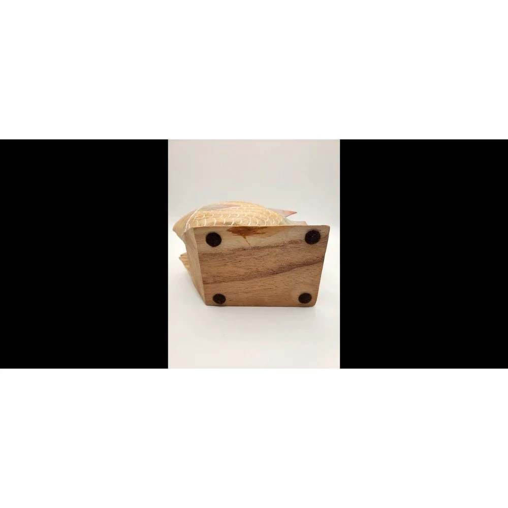 Vintage Hand Carved Wood Fish Napkin Holder - Retro Tropical Coastal Decor